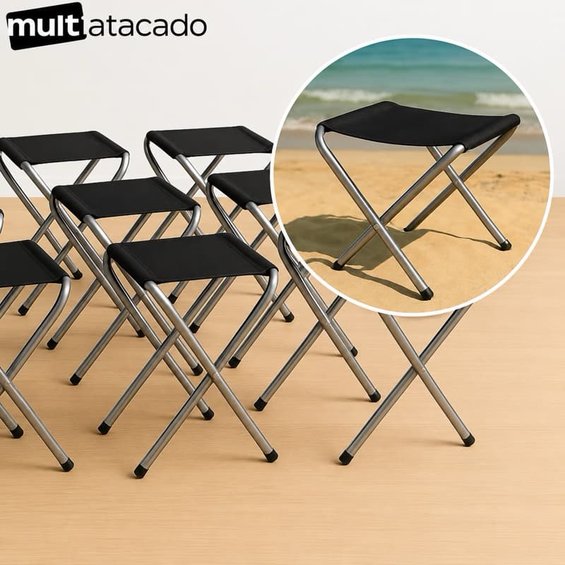 10 Banquinho Aluminio Dobrável Resistente 100kg Melhor Preço banqueta cadeira dobrável cadeira
