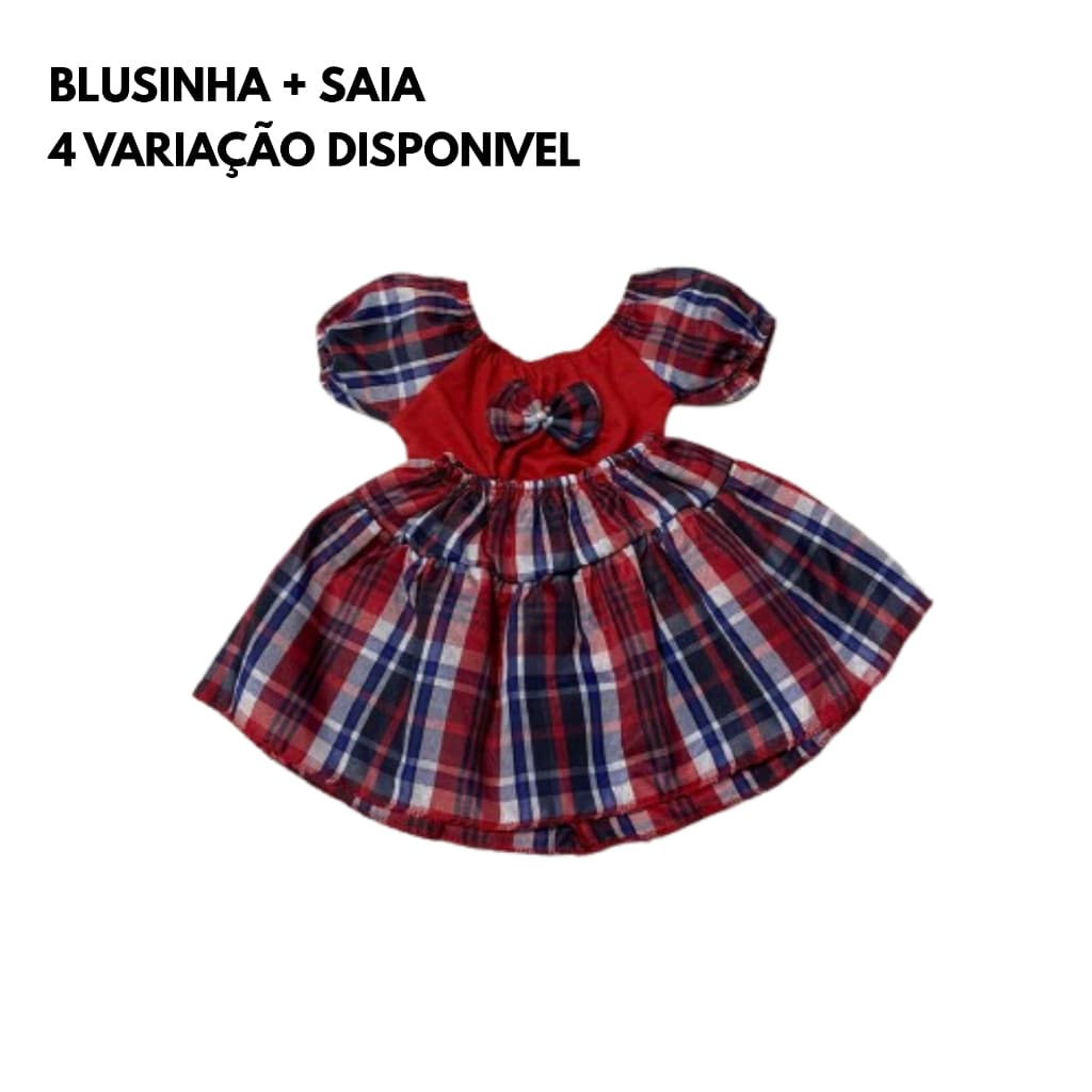 Conjunto Infantil Bebê Xadrez Delicado Menina