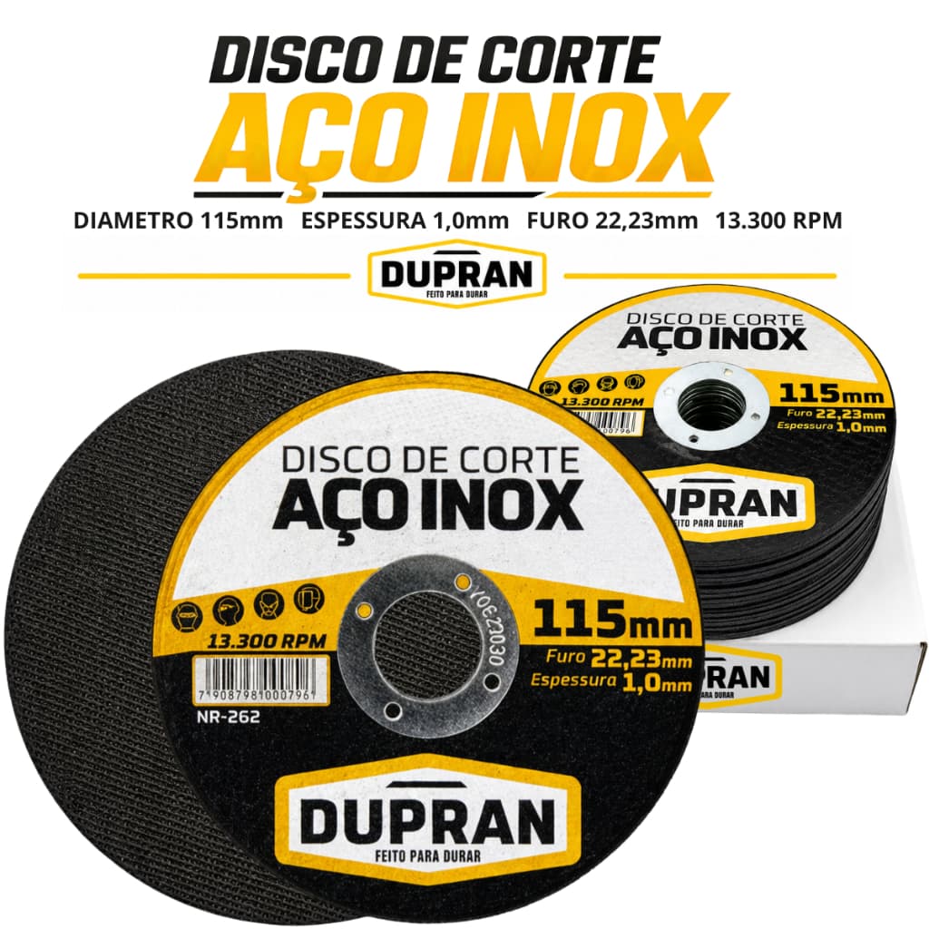 25 e 50  Discos de Corte P Metal Alumínio 115x1,0 Furo 22.23mm 80m/s kit 25 discos corte de metal
