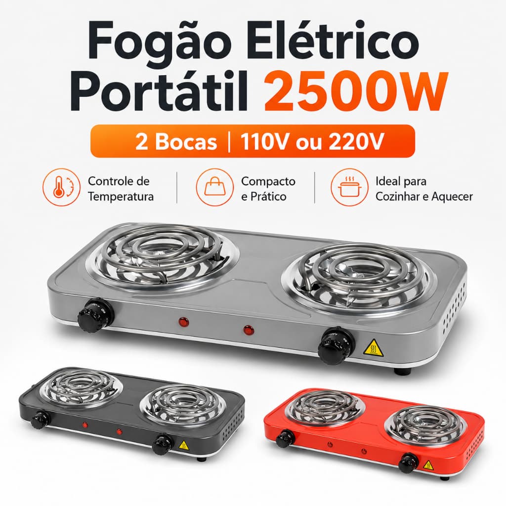 Fogão Elétrico 2500W Portátil Fogareiro De Mesa 110v Ou 220v qualidade tope