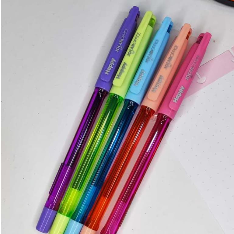 Caneta gel Happy 0.7mm Cores Vibrantes e Variadas Escolar Infantil Jocar Office