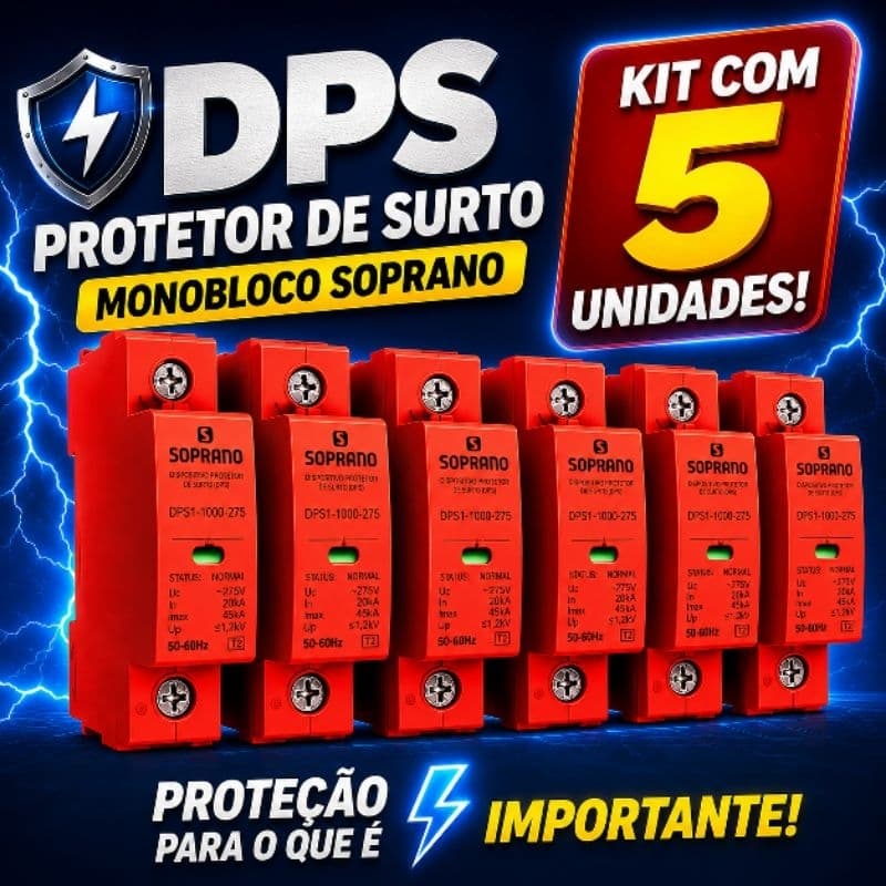 Kit 5 DPS Soprano Protetor Surto 275v 15ka 20ka 30ka