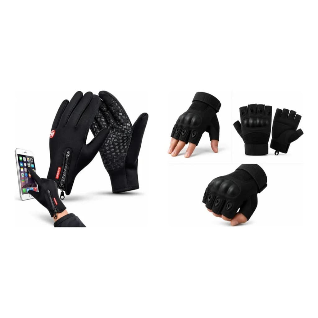 KIT LUVA TÉRMICA TOUCH + LUVA TÁTICA MEIO DEDO (ENVIO IMEDIATO)