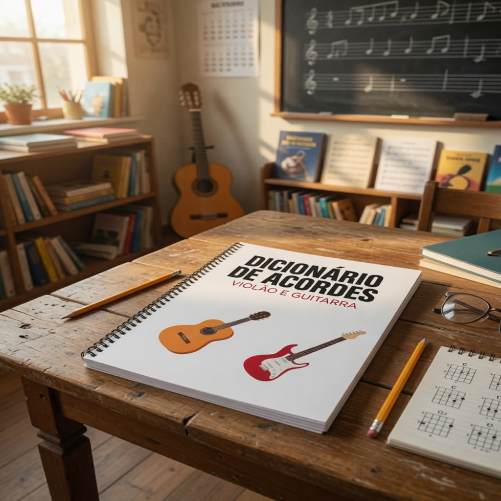 Caderno Violão e Guitarra Melhor Dicionario de Acordes para Aprender Tocar Fácil Apostila