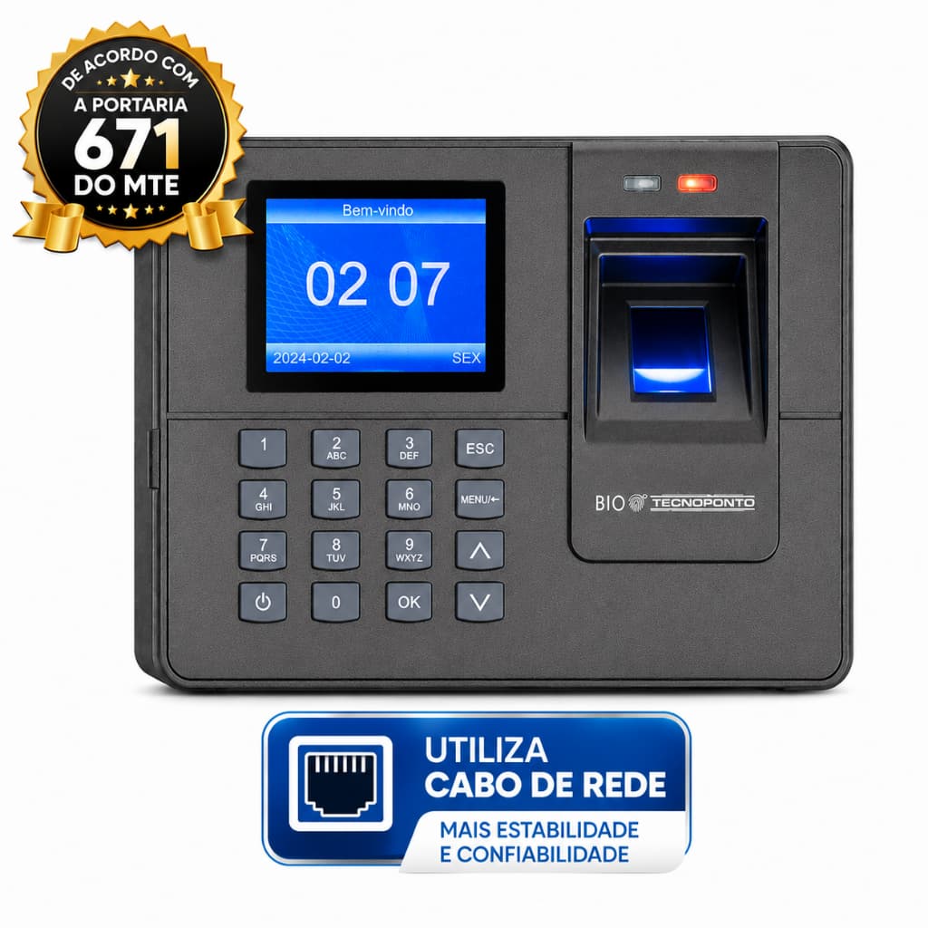 RELÓGIO PONTO BIOMÉTRICO LCD DIGITAL FUNCIONÁRIOS ELETRONICO IMPRESSAO SOFTWARE CONTROL SENHA BIOMETRIA LCD