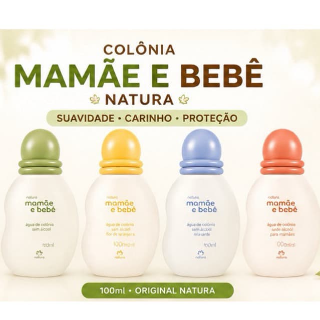 Colônia Mamãe e Bebê Natura Original | 50ml ou 100ml | Escolha a Fragrância e o Tamanho