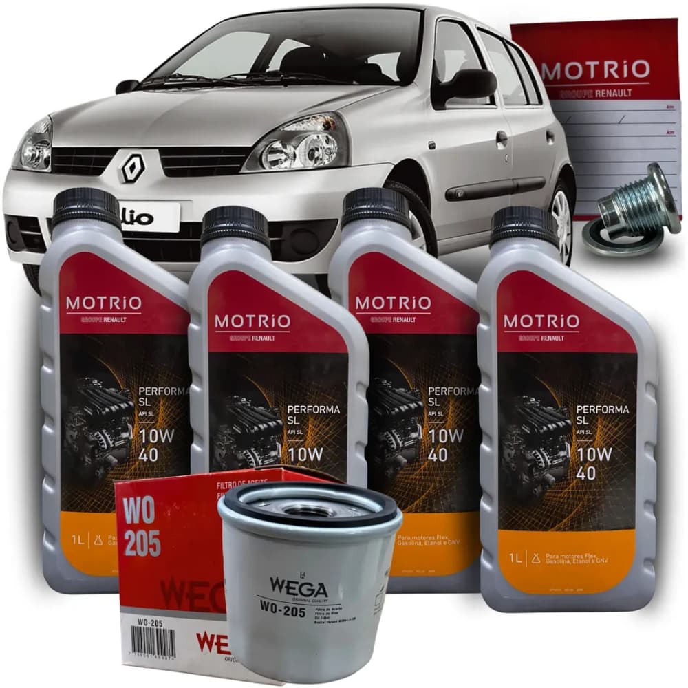 Kit Revisão Troca Oleo Motrio 10w40 Renault Clio 1.0 16v Hi-flex 2005 2006 2007 2008 2009 2010 2011 2012