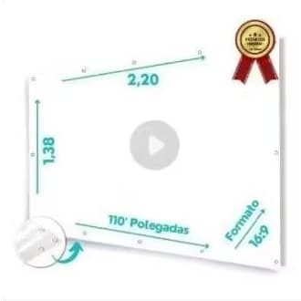 TELÃO COM 110 POLEGADAS PARA ASSISTIR A COPA TELA BRANCA COM VÁRIOS ILHÓS SERVE PRA PROJETOR HY320, HY300 E PROFISSIONAL