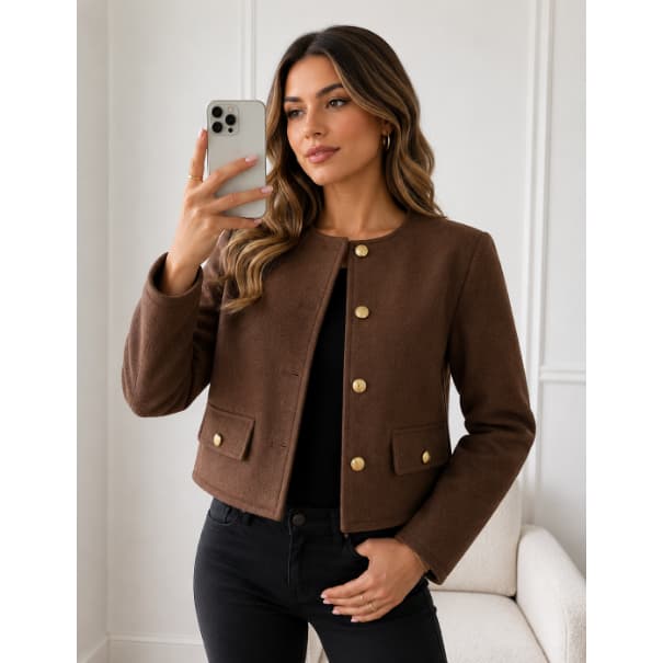 Jaqueta La Batida Elegante Casaquinho Moda Inverno Quentinho Tecido Grosso