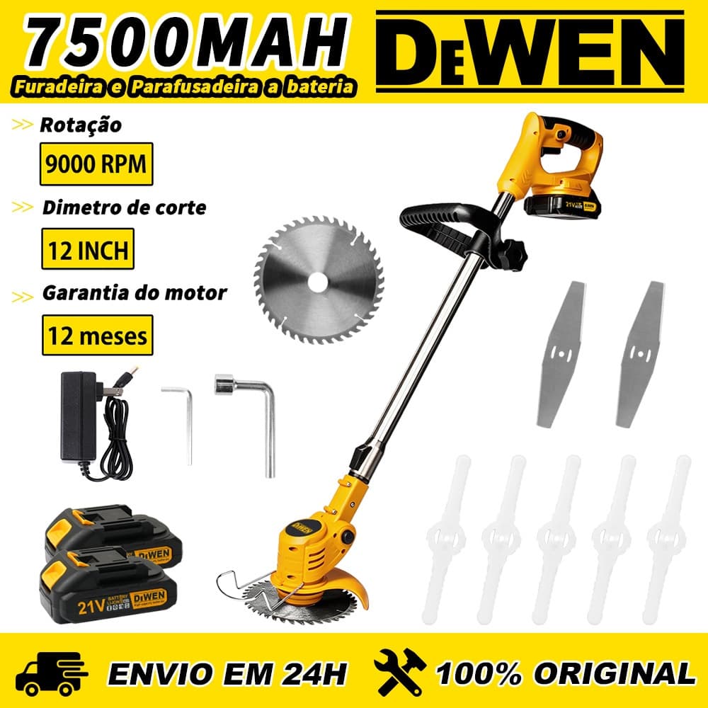 Roçadeira Aparador De Gramas Profissional 21v Duas 2 Baterias Multifuncional 3 em 1 22000RPM
