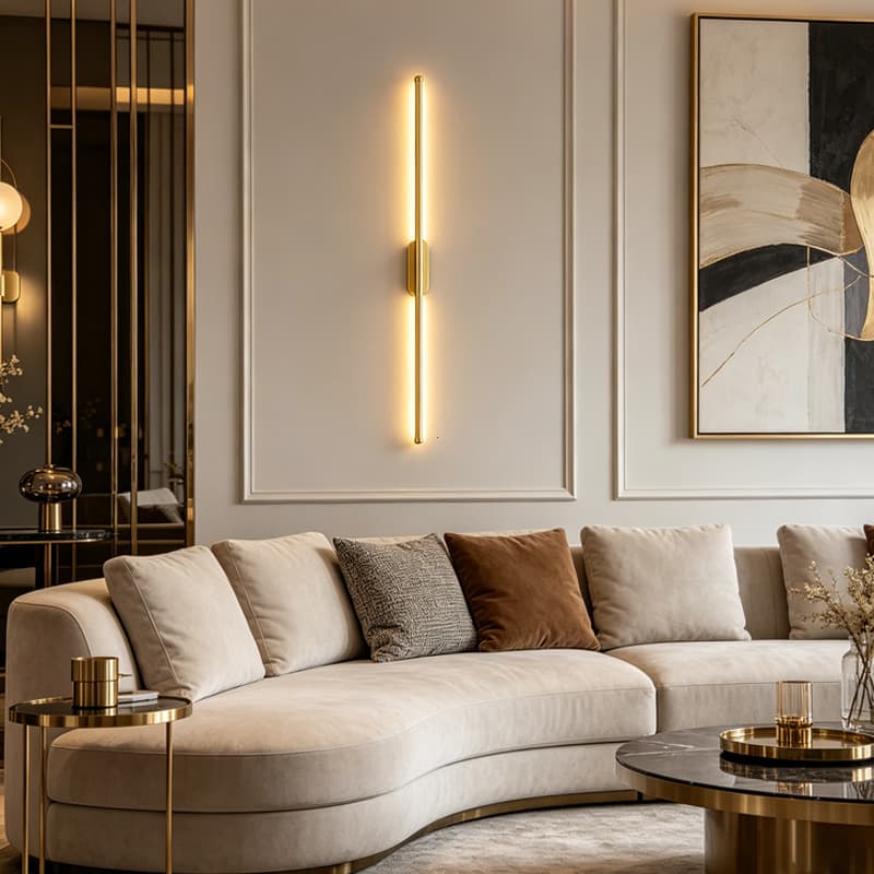 Luz de parede LED de tubo único 10W em dourado com três cores ajustáveis e estilo moderno