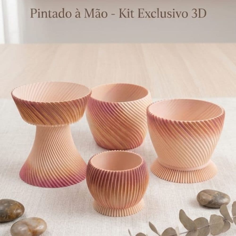 Organizador 3D, Vaso Decorativo, Decoração Moderna, Pintado à Mão, Suculentas, Potinho Enfeite, Roze Arte 3D.