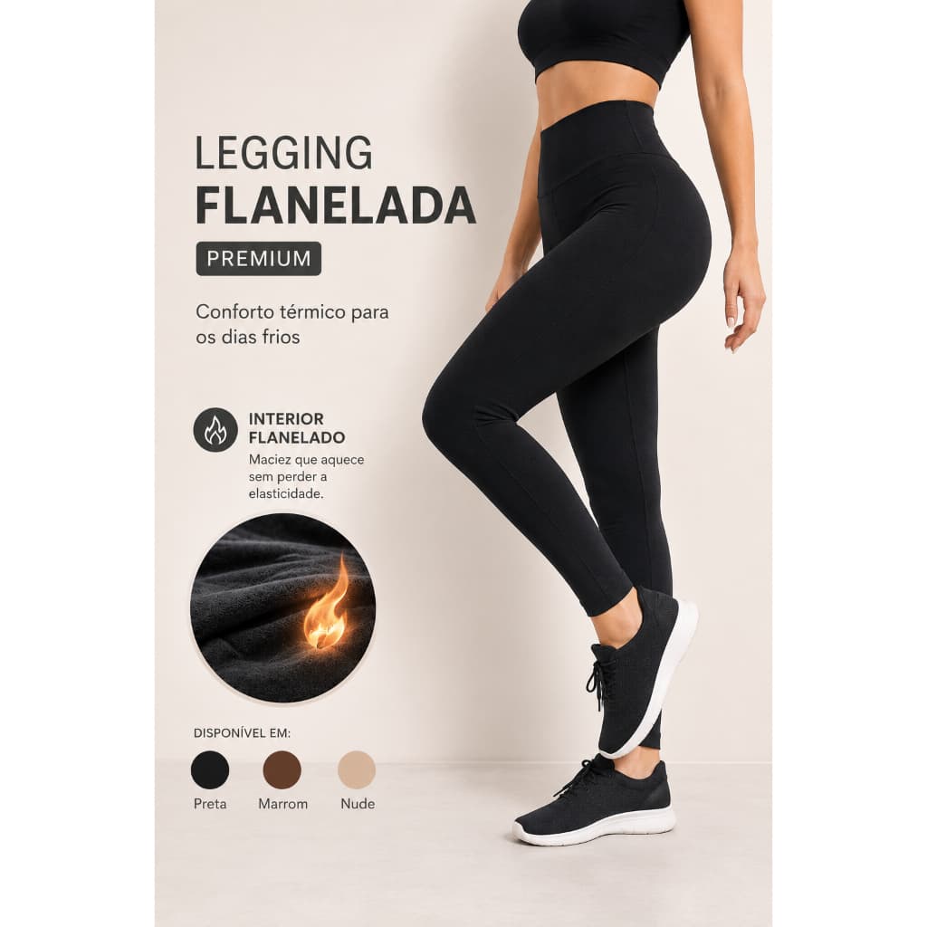 Calça Térmica Feminina Forrada Legging Segunda Pele com Pelinho  Inverno Quente Moda Fashion