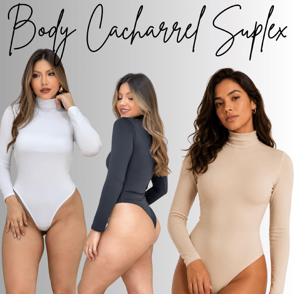 Kit 2 Blusa Cacharrel Feminina Body Manga Longa Elegante Segunda Pele Blusa de Frio