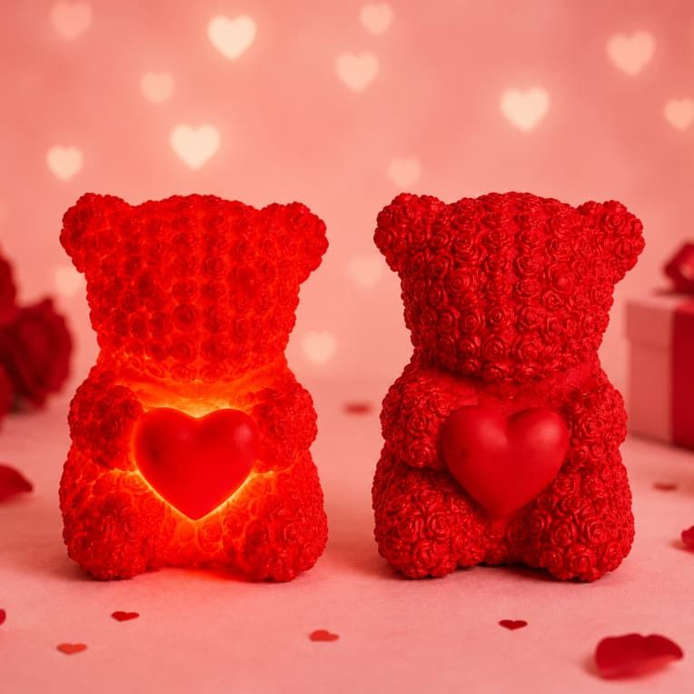 Luminaria Urso Abajur 6cm LED Decoração Dia dos Namorados Amor Para Quarto Sala