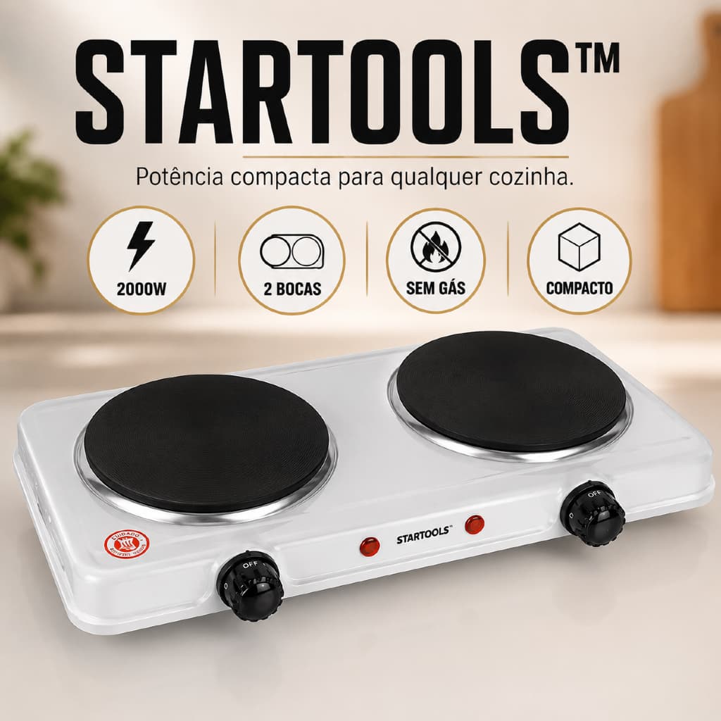 Fogareiro Indução Elétrico Bocas Compacto Branco Potente 127V
