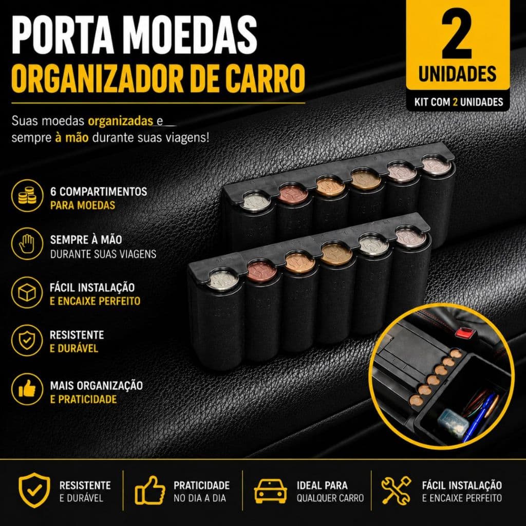 KIT 2 Porta Moedas Organizador Separador Taxi Uber Perueiro