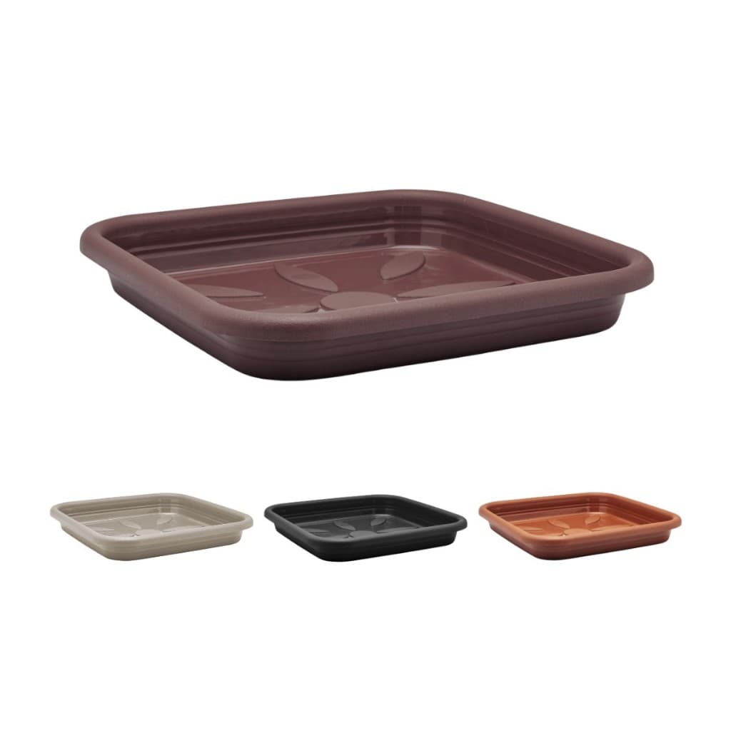 Kit 6 Pratos Quadrados Para Vasos Plástico Aparador Água Jardim Varanda Proteção Piso Flores E Casa