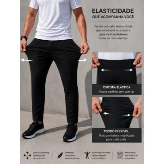 Calça Esport Dry Fit Corta Vento Jogger Academia Corrida