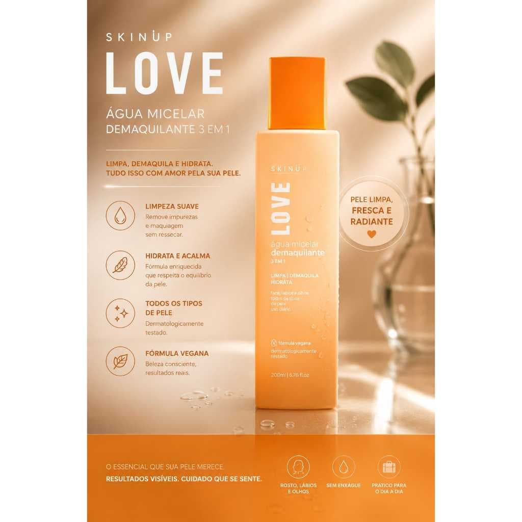 Água Micelar Antioleosidade Max Love 290ml – Limpeza Profunda, Pele Fresca e Sem Oleosidade