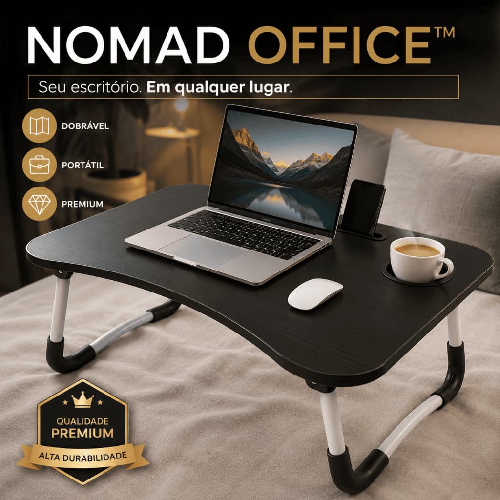 Mesa para Notebook Dobrável Portátil Home Office Ergonômica Multiuso para Cama e Sofá
