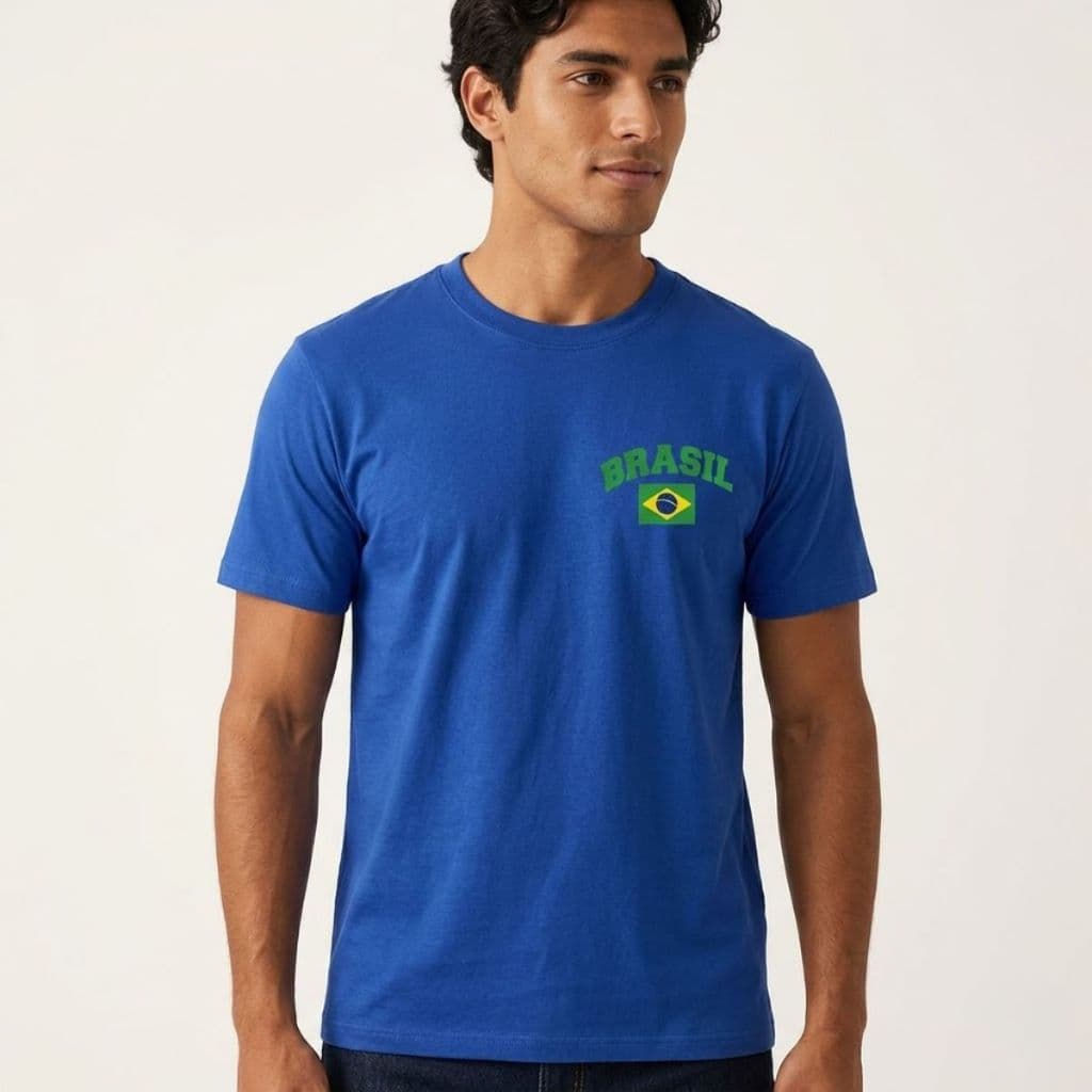 Camiseta Brasil Masculina Copa Torcedor Hexa Blusa Bandeira 100% Algodão Premiu Numero 10 Torcida Brasileira
