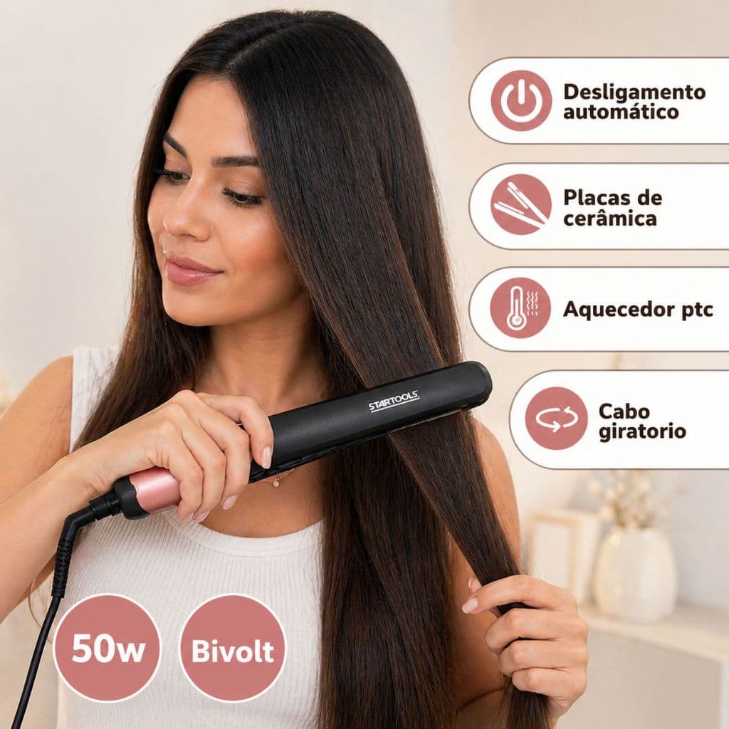 Prancha Chapinha Alisadora De Cabelo Profissional Ceramica Bivolt Rapida Potente Portatil