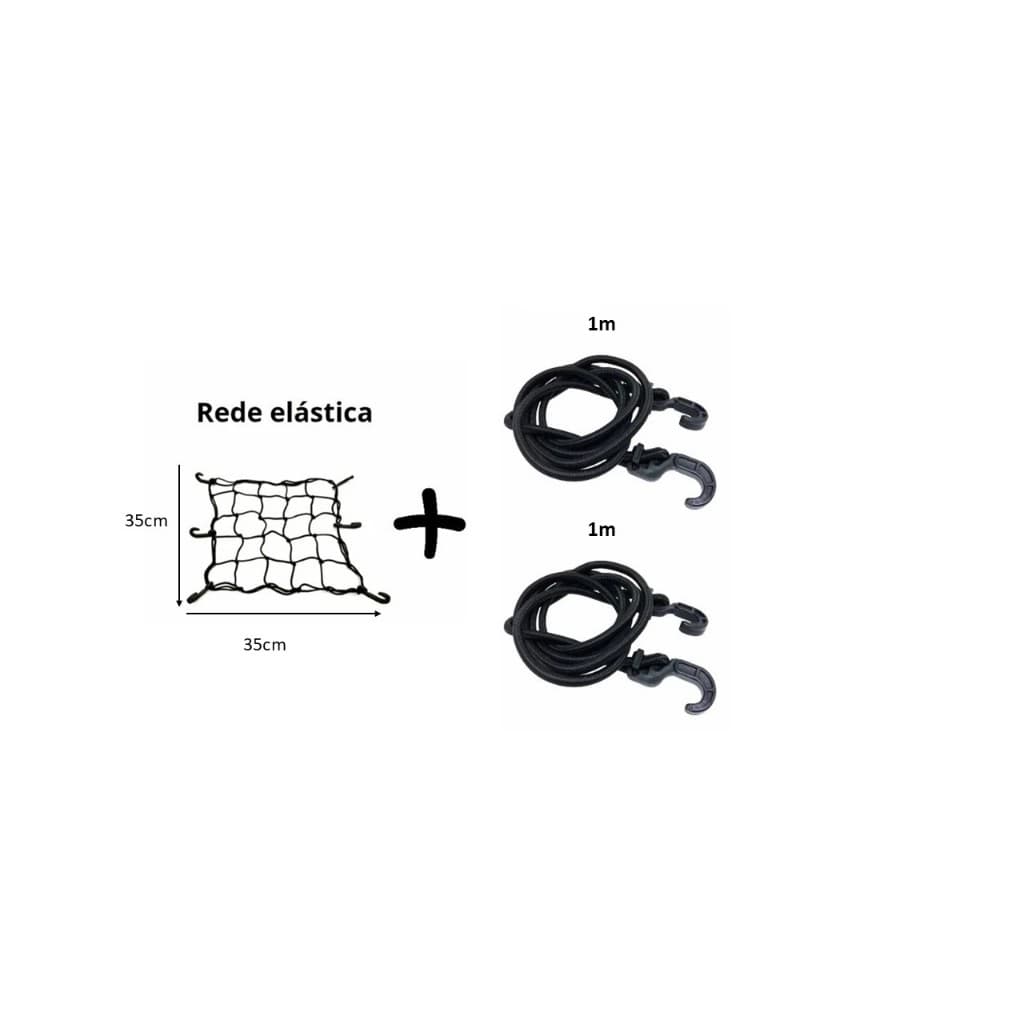 Kit Rede Elastica Extensor Redinha Moto Bike Aranha Capacete Carga Reforçado Gancho Plástico Premium