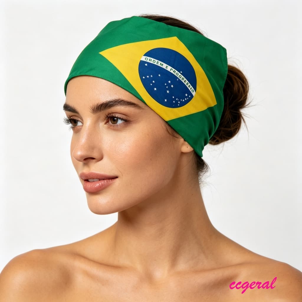 Lenço Bandana Estampa Bandeira do Brasil 55x55cm Multiuso