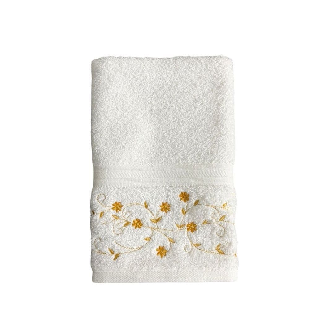 Toalha de Lavabo (30 x 50 cm) em Algodão Egípcio - Bordado Floral exclusivo