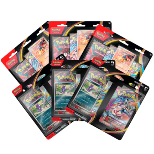 Kit Blister Triplo/Quadruplo Pokémon TCG Caos Ascendente, Mega Greninja, AZ, Cinccino, Roxie, Mega Dragalge, Pikachu