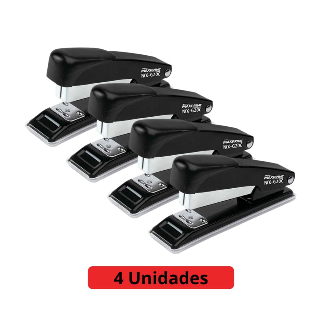 Kit 4 Grampeador Metal 20 Folhas MX-G20C 714465 Maxprint