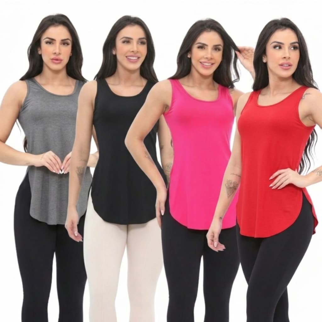 Kit 4 Regata Tapa Bumbum Blusa Academia Long Vest Fitness Feminina Viscolycra Corrida Caminhada Yoga