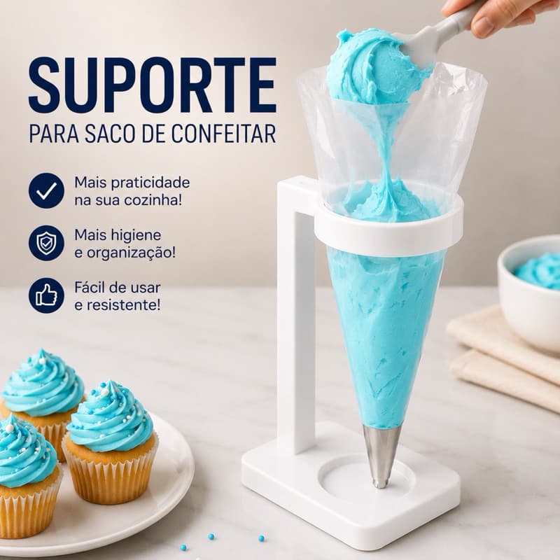 Suporte para Saco de Confeitar Profissional | Organizador para Rechear e Decorar Bolos, Cupcakes e Doces