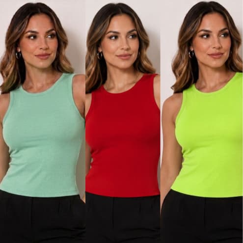 Cropped Regata Feminina Suplex Moda Verão 2023 Moda Praia