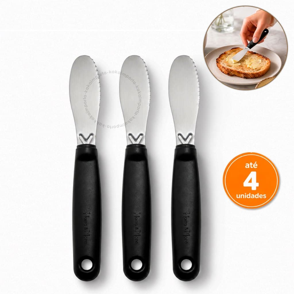 Kit Espátulas Para Manteiga Inox e Cabo Cozinha Utilidades Requeijão Geleias Patês