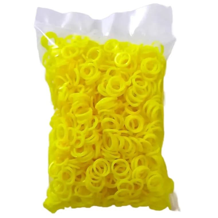 Elástico Latex 5/16" Força Média  Pacote 1000 Un Pet Banho E Tosa Penteado AMARELO NEON