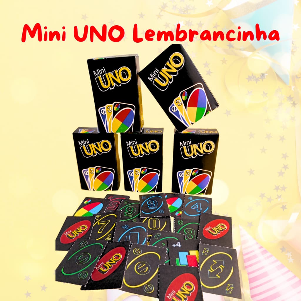 Kit 05/10/15/20 Mini Jogo de cartas Festas Lembrancinha Aniversário Prenda BrindesTipo Mini Uno B