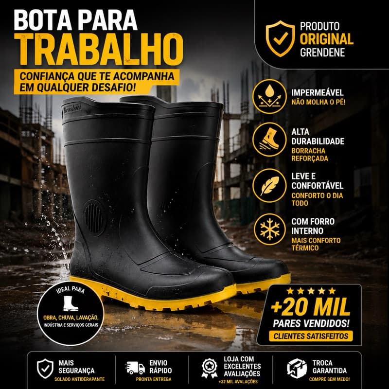Galocha Borracha Bota Cano Médio Grendene Pega Forte Impermeável Com Forro Chuva Limpeza Moto Faxina