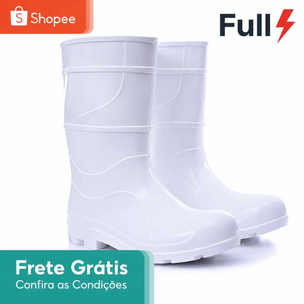Galocha Bota Borracha PVC Açougueiro Faxina Antiderrapante Chuva Motoqueiro Cano Medio Impermeável