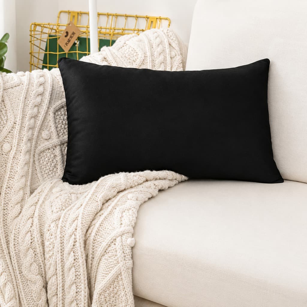 Capa Almofada Retangular em Suede 50x30 cm Baguete Decorativa