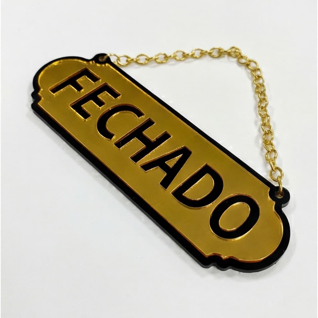 PLACA ABERTO E FECHADO ACRILICO ESPELHADO COM VENTOSA SINALIZACAO LOJA COMERCIO