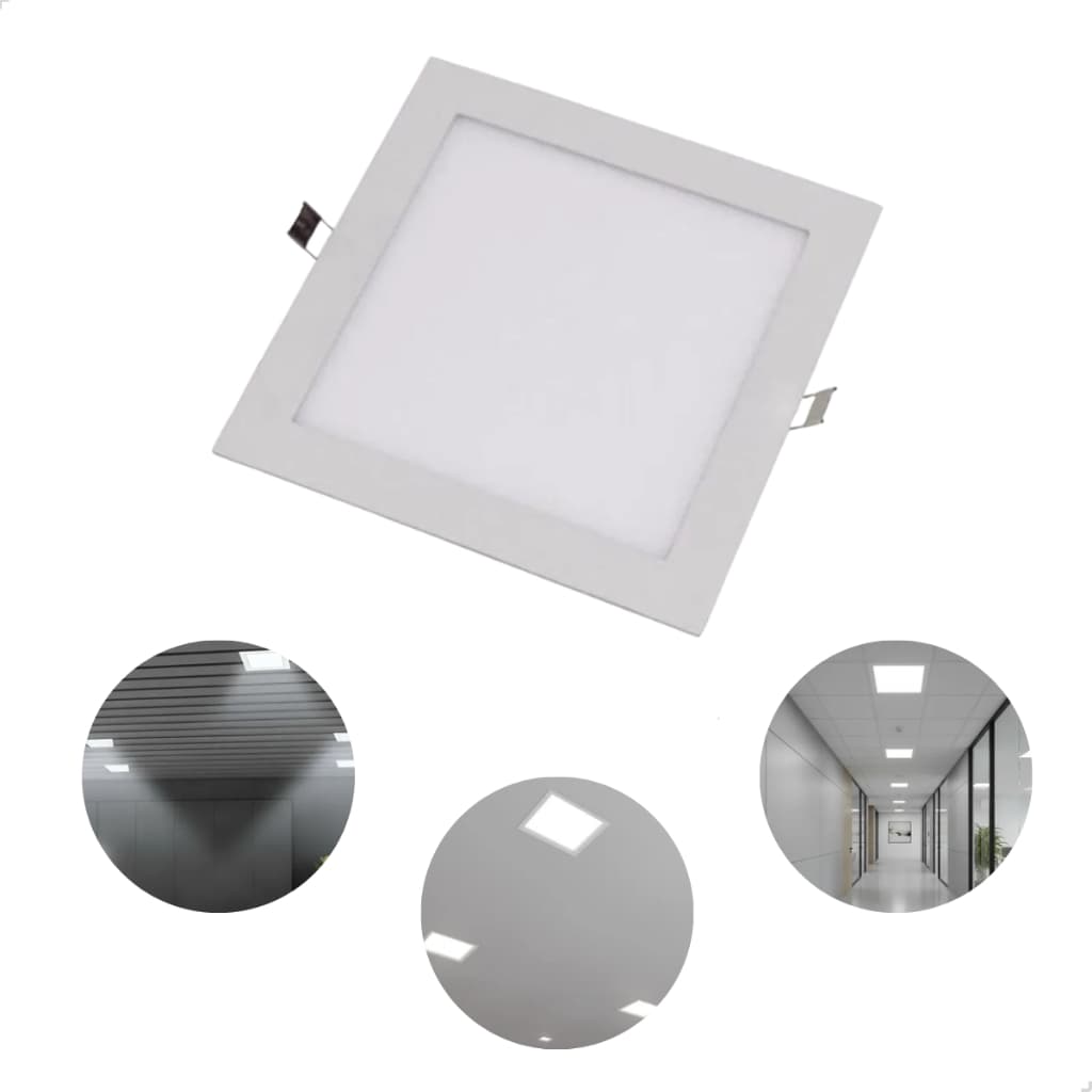 Painel Plafon Led Embutir Teto 18w Quadrado Slim Forro Gesso Bivolt