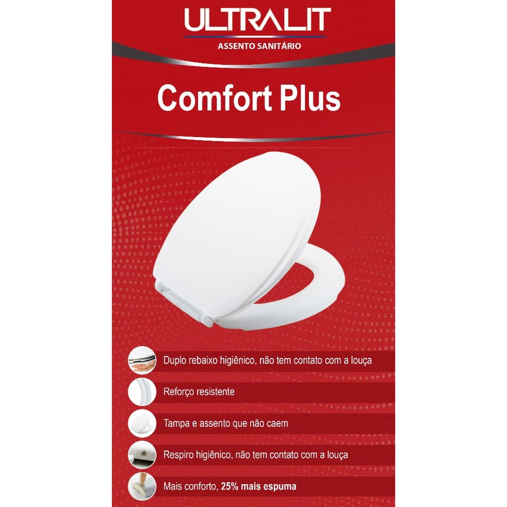Assento Sanitário Comfort Plus Almofadada Vasos Ovais Celite