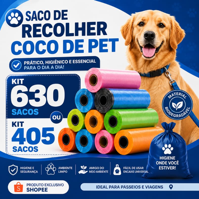 Sacos Higiênicos Para Recolher Cocô de Pet 630 ou 405 Biodegradável Encaixe Universal Cães Enviado Cores Aleatórias