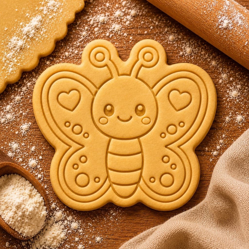 Cortador de Massa de Biscoito  +  Carimbo  Tema Jardim  com 6cm e Puxador  Pasta  Americana  Biscuit