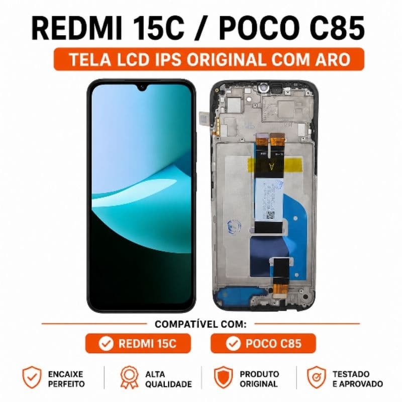 Tela Poco C85/Redmi 15C Display LCD IPS Original Com Aro Módulo Frontal C/Chassi Módulo Frame