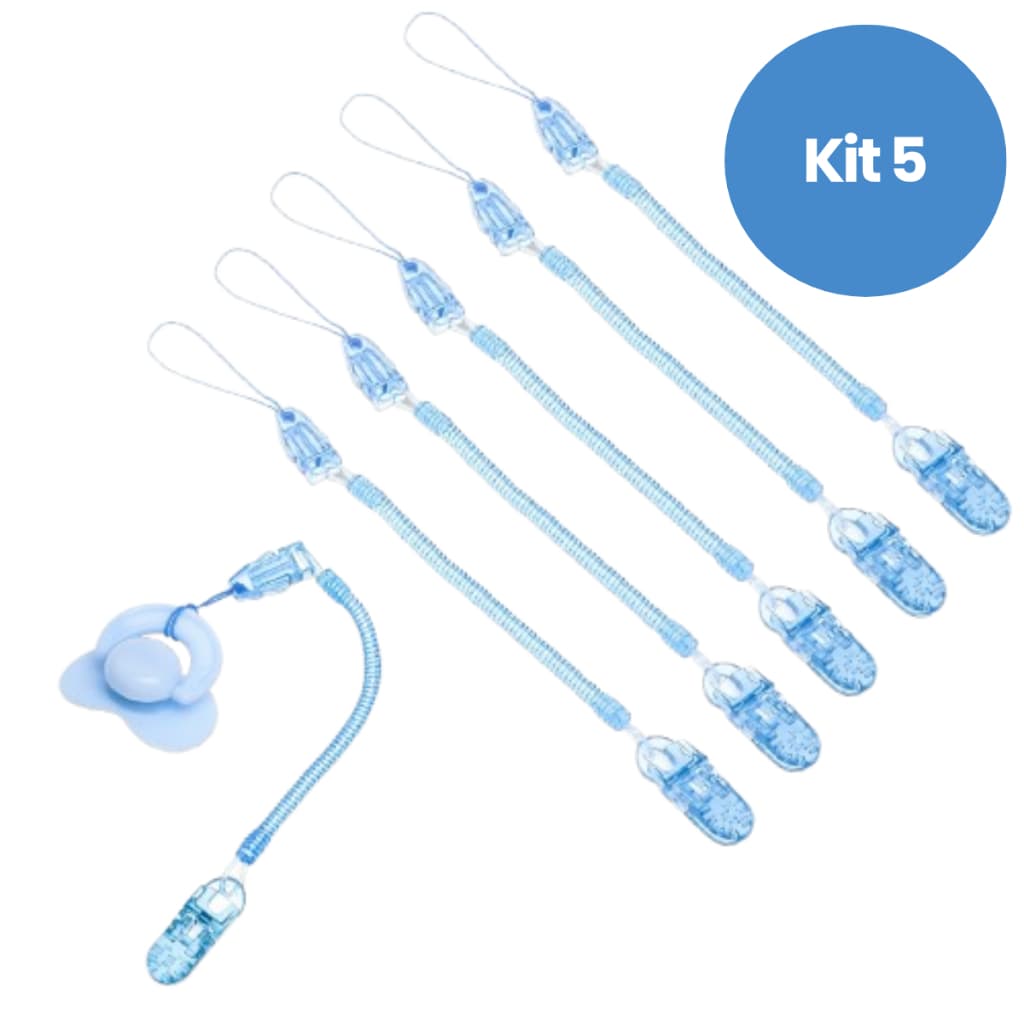 Kit 5 Unidades Prendedor Chupeta Bebe Universal Modelo Mola Facil De Limpar Anti Queda