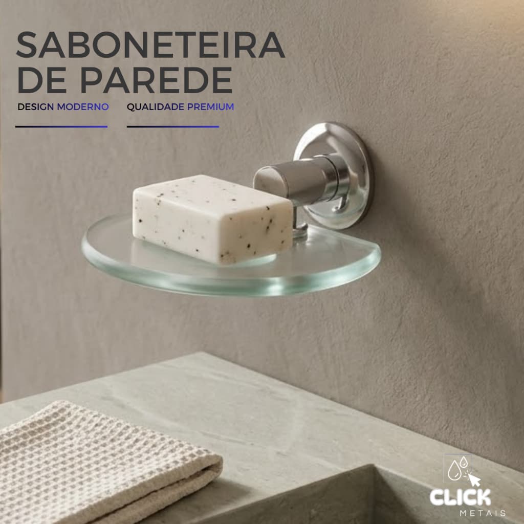 Porta Sabonete de Vidro Incolor Saboneteira Para Banheiro Acessório Moderno Resistente