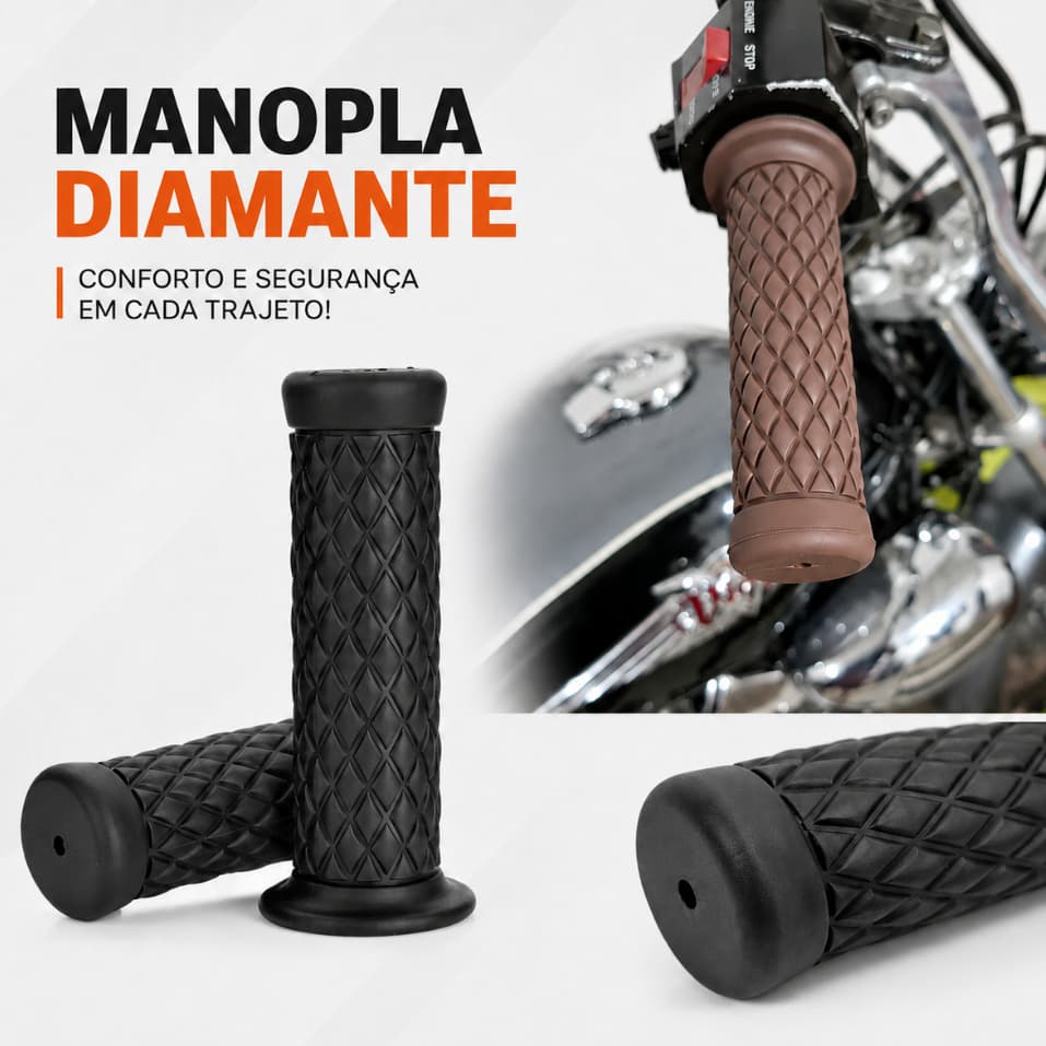 Par de Manoplas Punho Para Moto Custom Cafe Racer Chopper Bobber 22mm